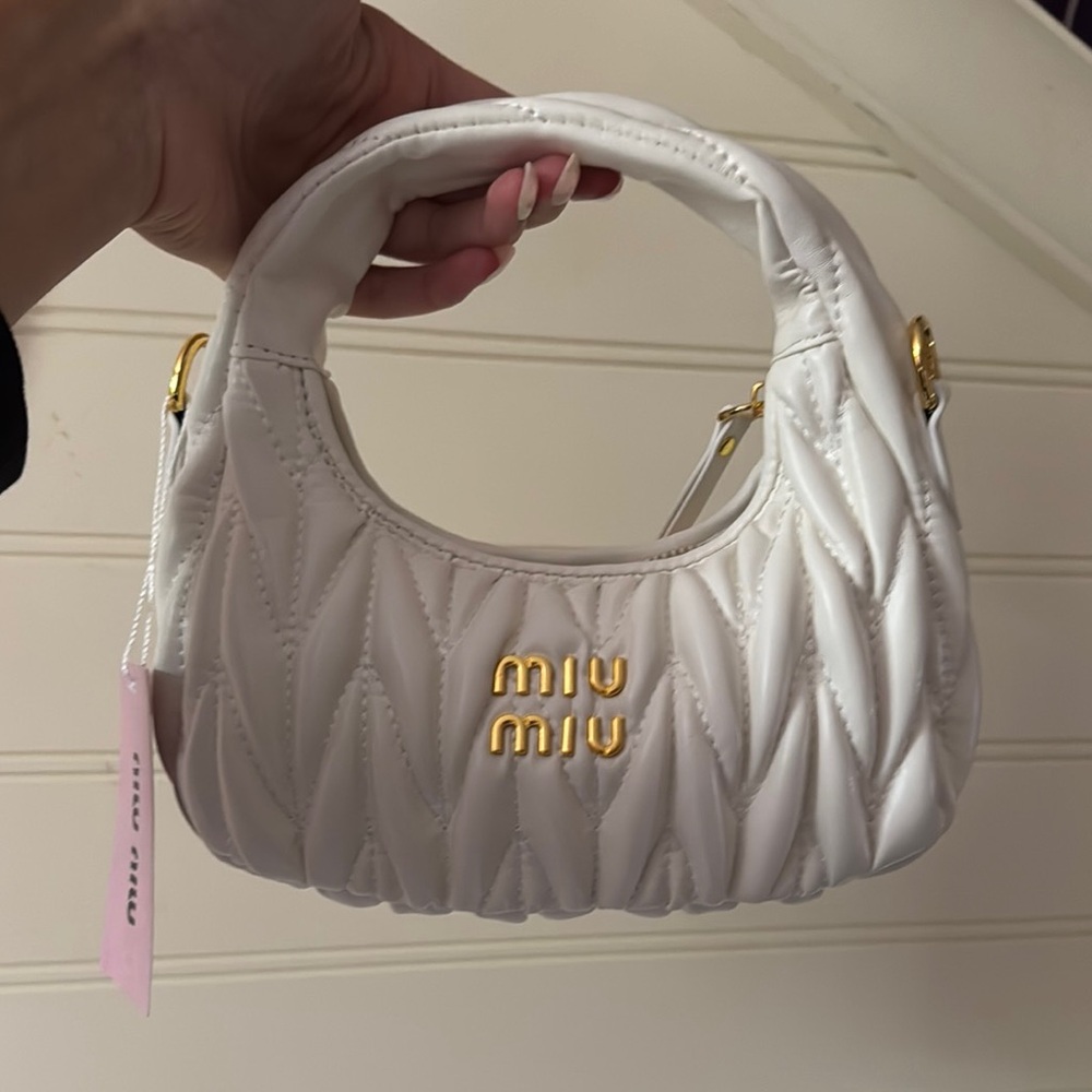 Miu Miu White Mini Quilted Bag